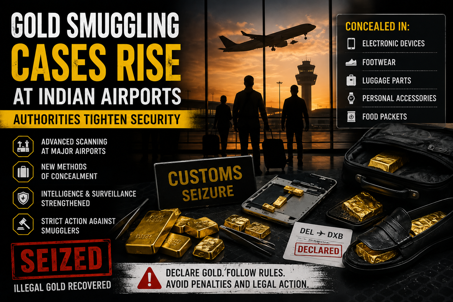 Gold Smuggling Cases Increase at Indian Airports: Authorities Tighten Security