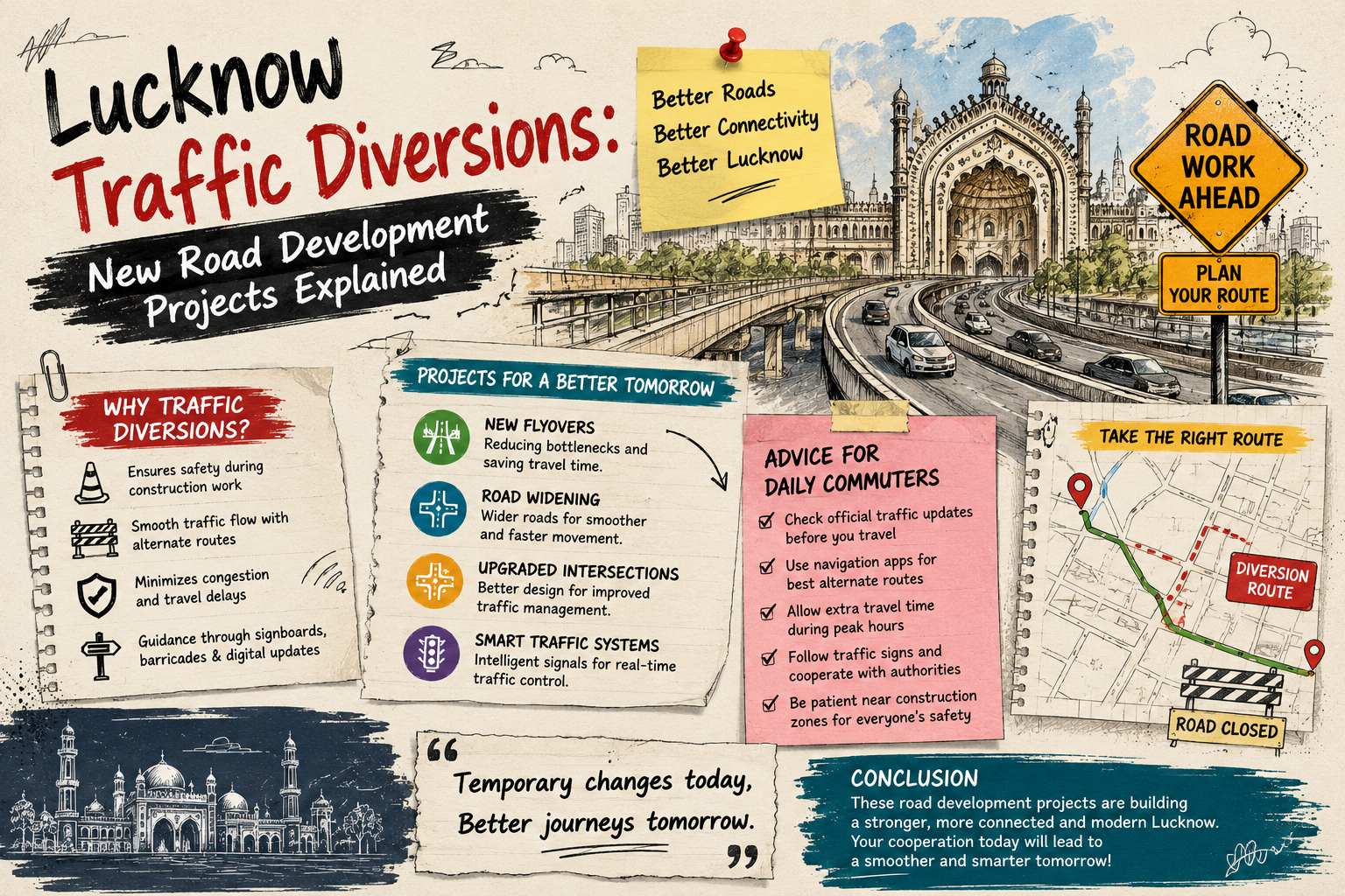 Lucknow Traffic Diversions: New Road Development Projects Explained