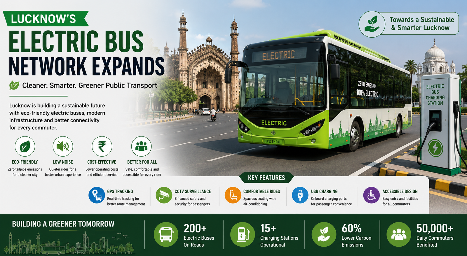Lucknow's Electric Bus Network Expands for Cleaner Public Transport