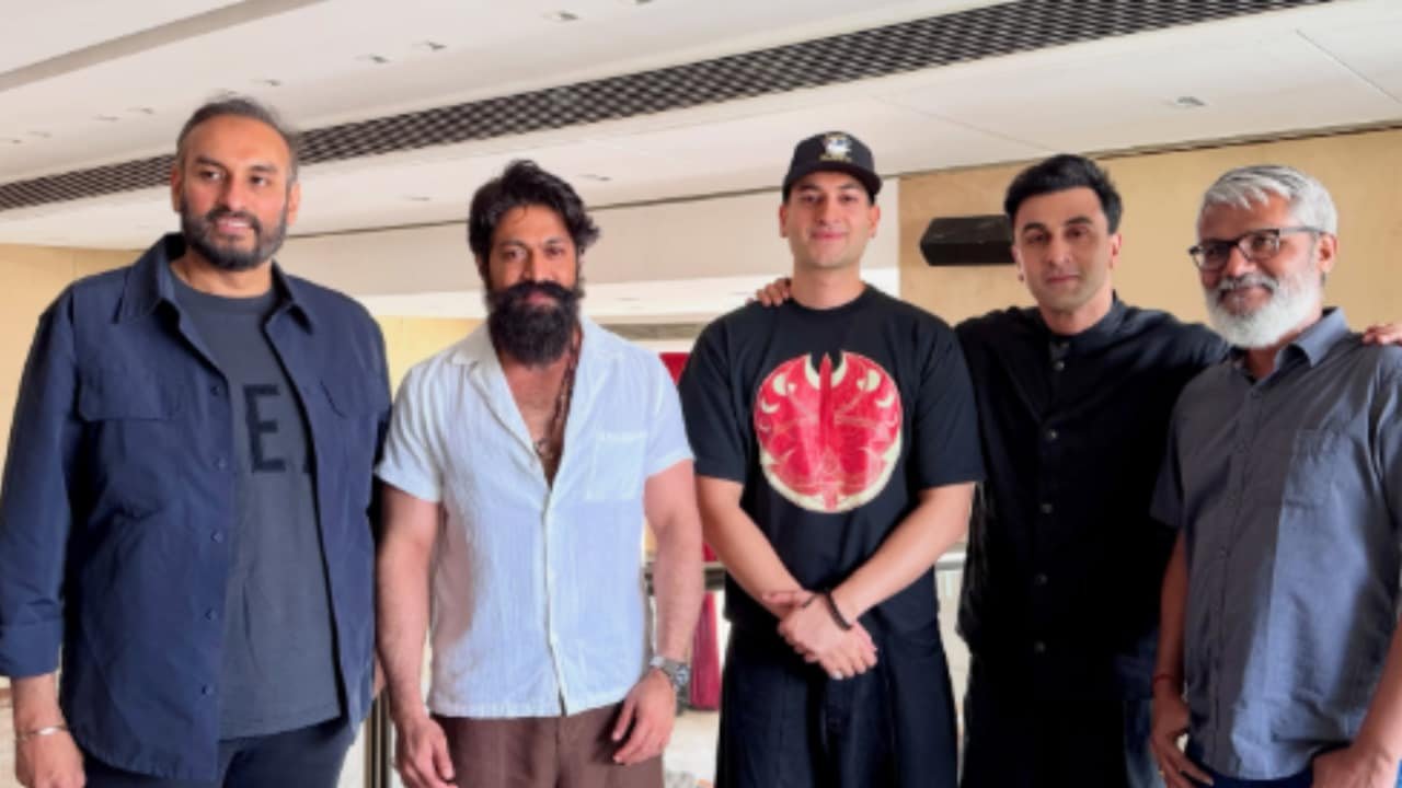 Ranbir Kapoor, Yash Pose With Sitar Maestro Rishab Sharma Ahead Of Ramayana Event In Delhi