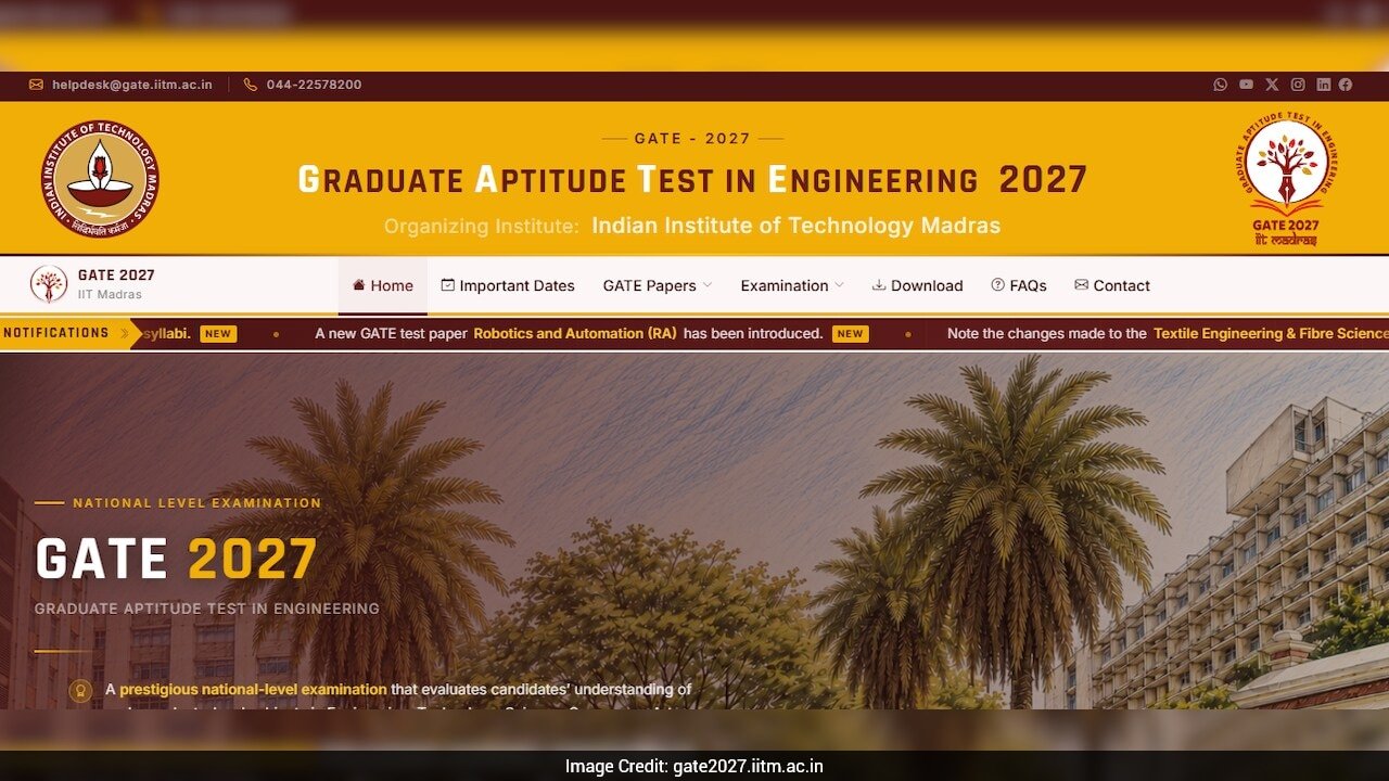 GATE 2027 Official Website Launched: Check What's New, Exam Dates, And Key Updates