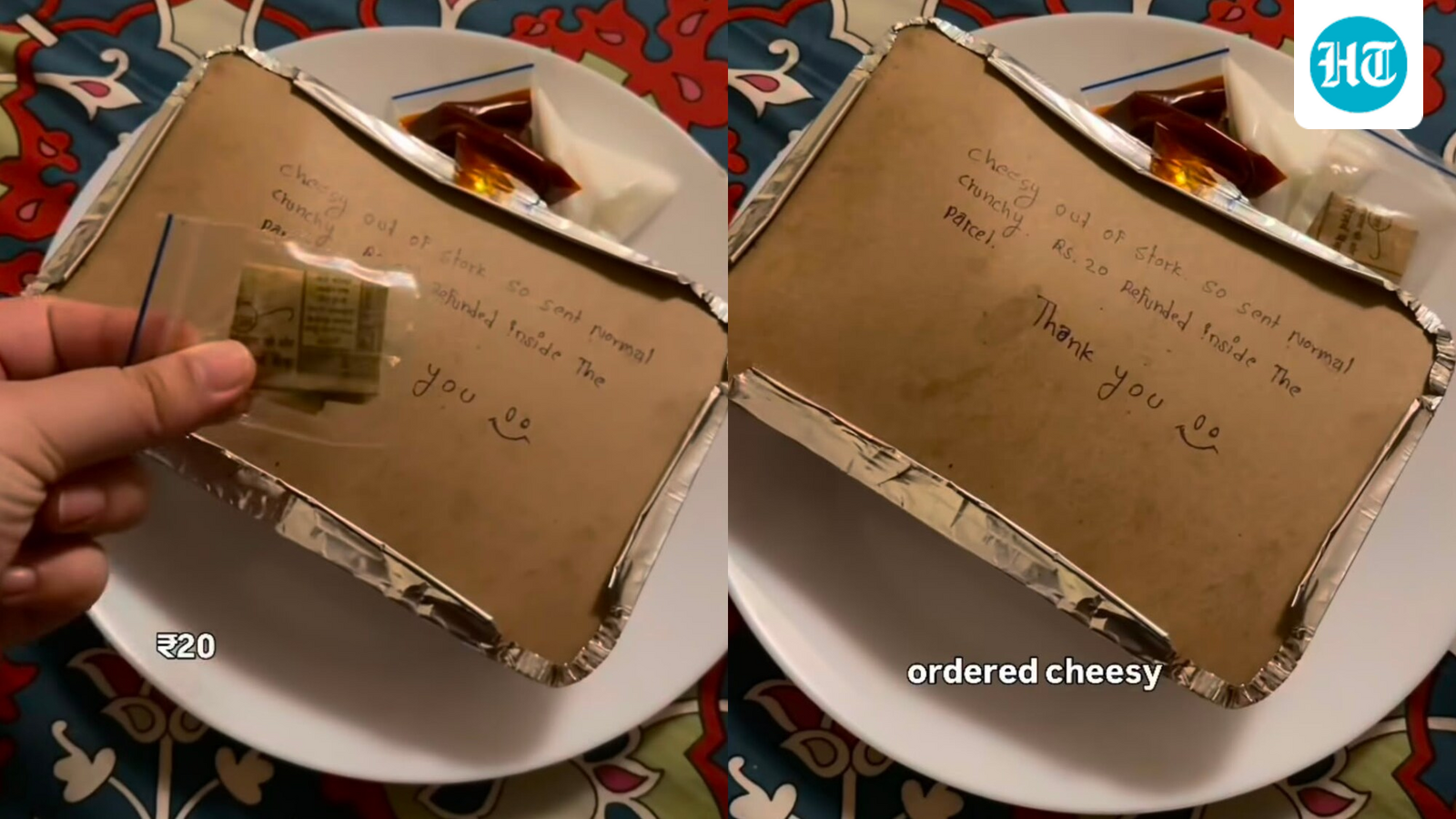 Woman orders cheesy momos, gets  ₹20 refund and thoughtful note after restaurant runs out of item