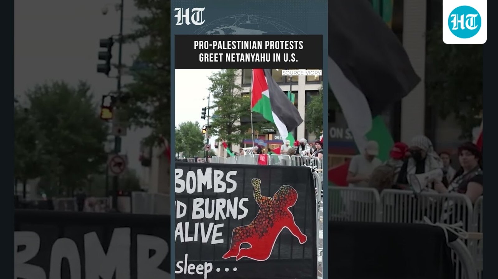Siren Blitz Greets Netanyahu as Pro-Palestinian Protesters Rally in D.C.