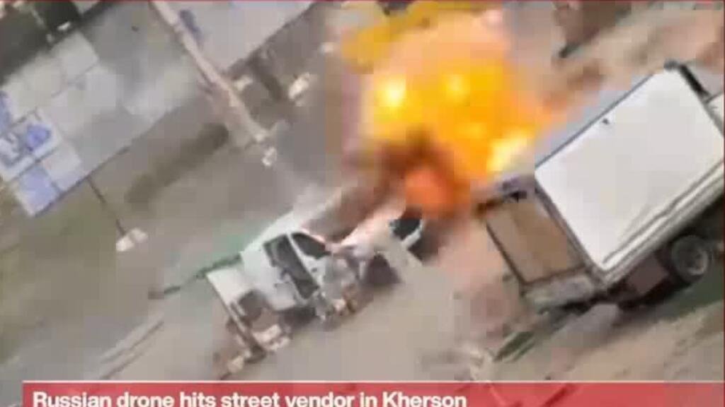 Russian drone hits street vendor in Kherson, Zelensky denounces ‘safari’ attack