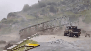 On camera: Swollen river sweeps away bridge after flash flood in Uttarakhand's Chamoli