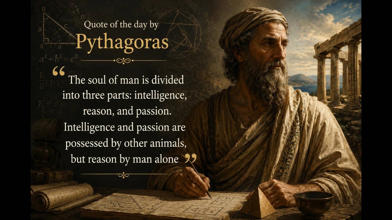 Quote of the day by Pythagoras: "The soul of man is divided into three parts.."