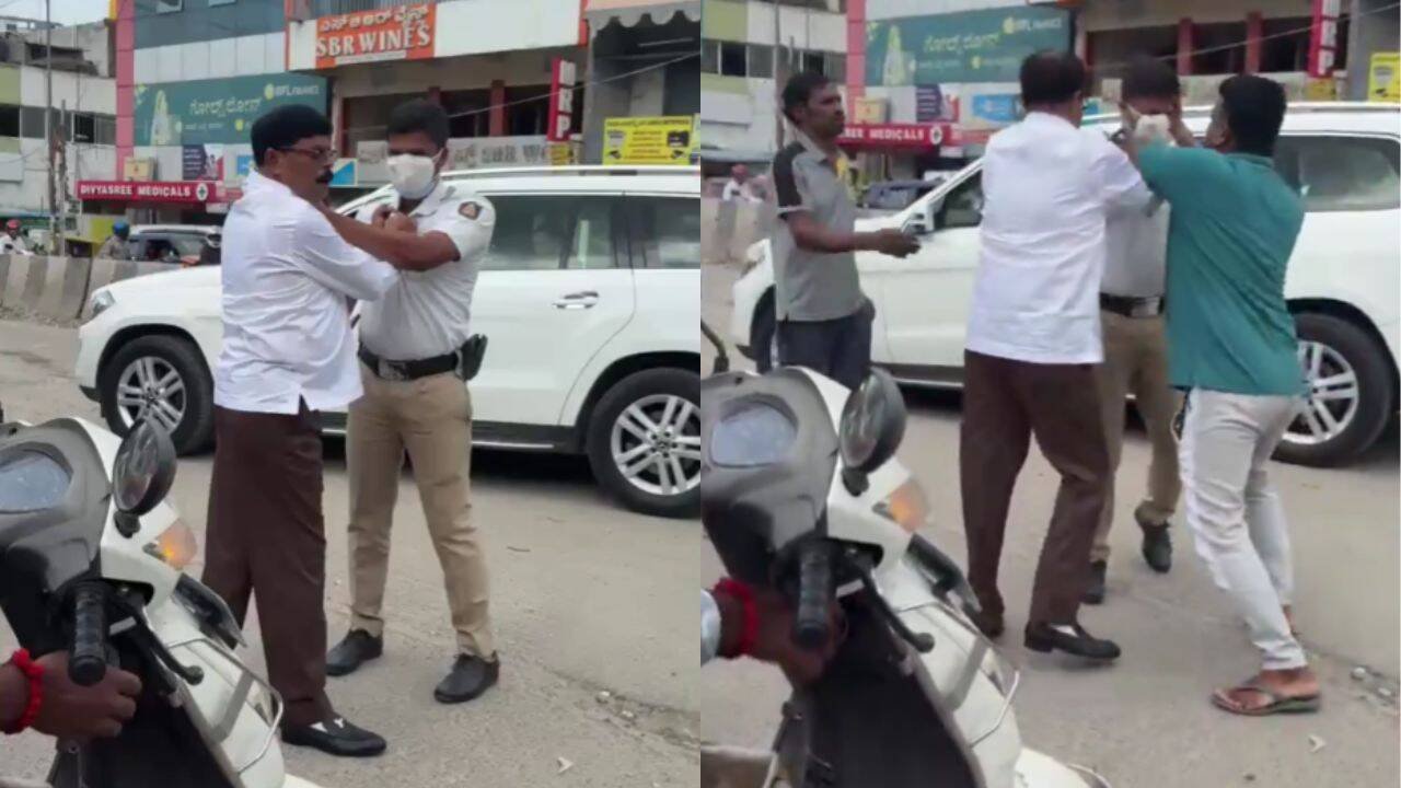 JD(S) leader arrested for assaulting Bengaluru traffic constable on duty - video