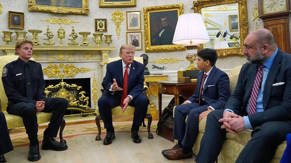 Trump meets teen lifeguard and boy saved in viral ocean rescue at Oval Office