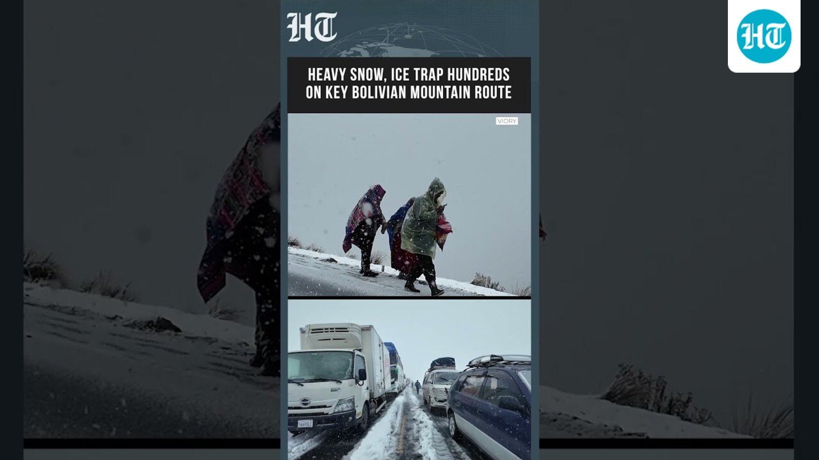 Watch: Long Line of Vehicles Stranded as Snow Blocks Bolivia’s La Paz–Yungas Road