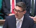 Burnham says Brexit brought ‘decade of low growth’ in first Commons address as prime minister – as it happened