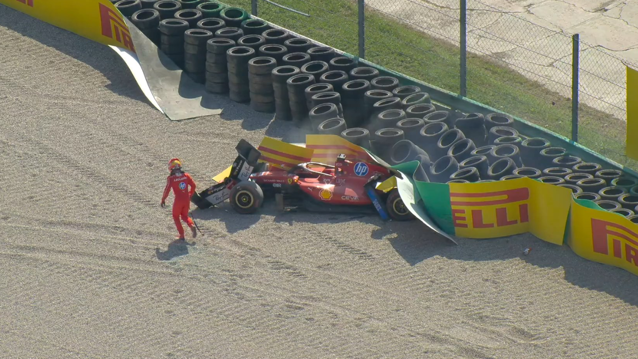 WATCH: Leclerc's Ferrari wrecked in brutal Monza crash, Scuderia home race turns chaotic