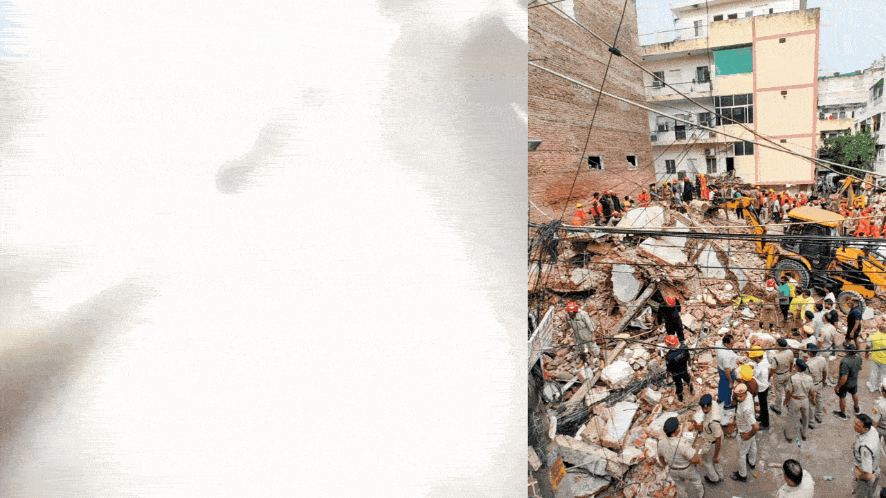 ‘He sent a video from inside’: Desperate families and friends wait at hospitals  after Delhi building collapse