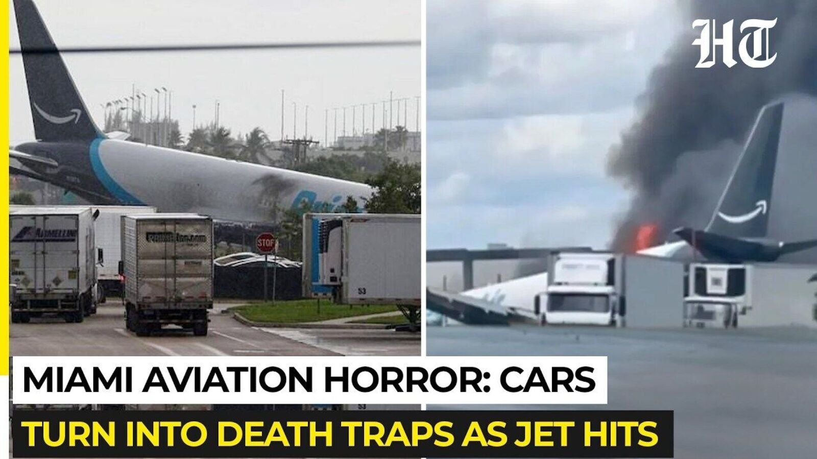 At least five dead, 5 injured as Amazon cargo plane crashes at Miami airport after overshooting runway