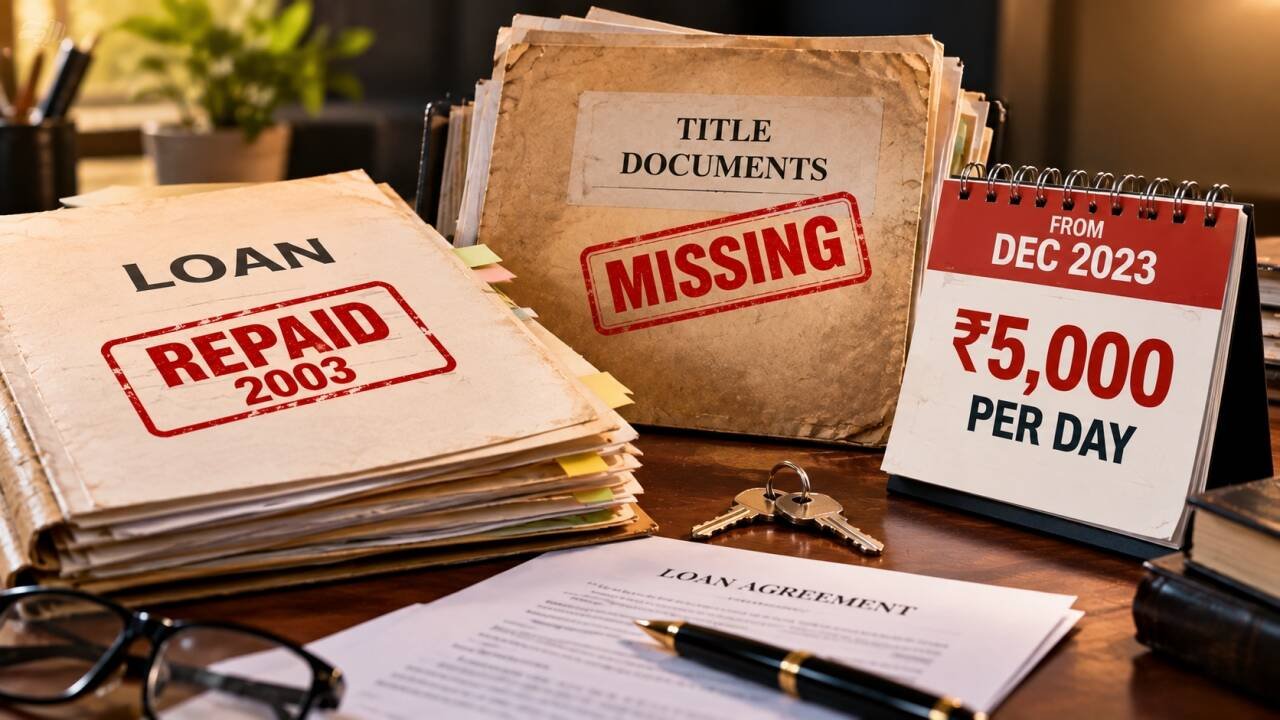 Loan repaid in 2003, but bank lost property papers; court orders Rs 5,000 per day payout