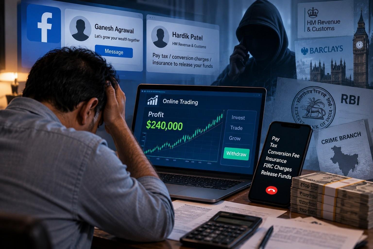 Man alleges ₹74 lakh online trading scam via Facebook lure