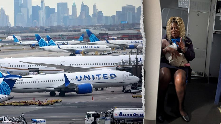 United flight attendant makes quick save, catching baby that was about to fall from 'exhausted' mom's lap