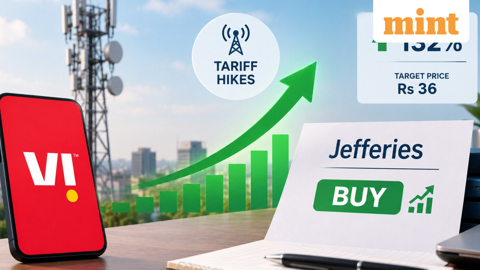 Vodafone Idea share price: Jefferies sees 132% upside to  ₹36 on tariff hikes; initiates coverage with 'Buy' rating