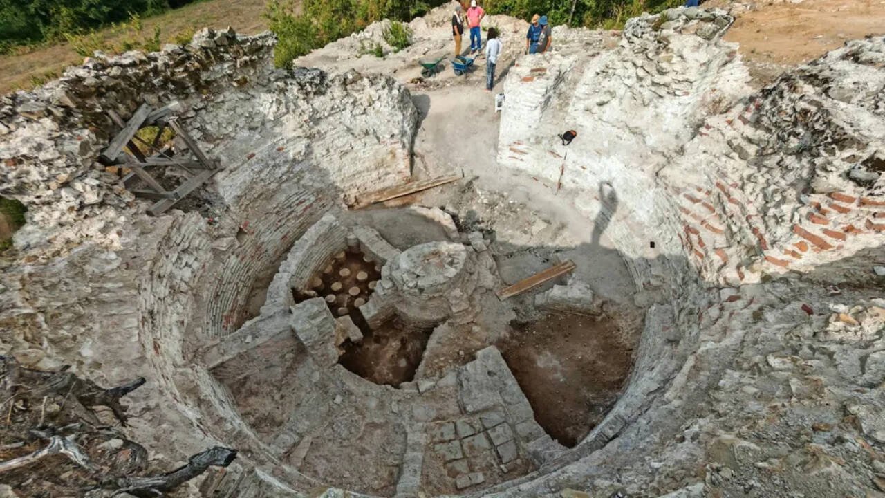 Around AD 310, an emperor built a lavish bath with three pools and a sauna