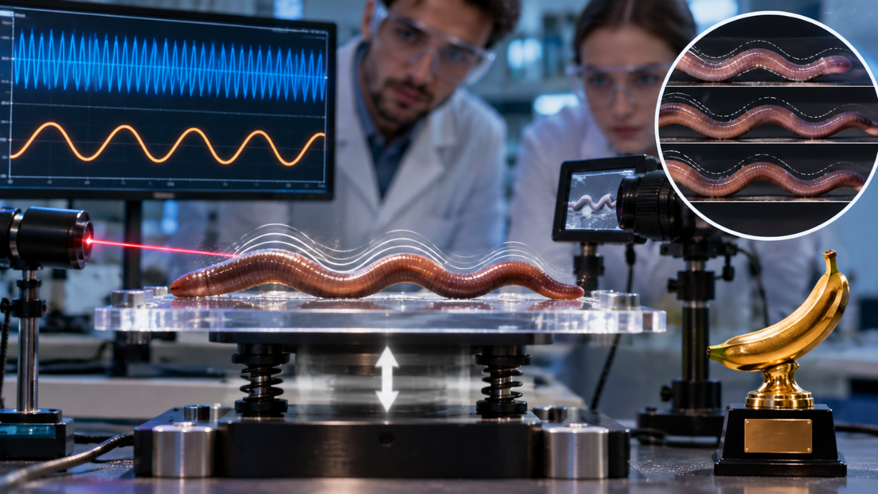 In 2019, scientists shook earthworms and found waves oscillating at half the driving frequency