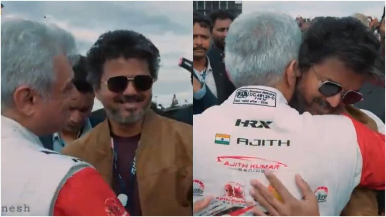 Tamil Nadu CM Vijay runs to hug Ajith Kumar