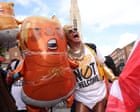 Protesters against Trump’s visit to Ireland react to ‘united Ireland’ comments – video